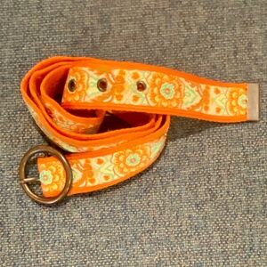 🌼 Teva Fabric Belt - Medium to Large, 40” Floral BoHo Pattern Metal Buckle 🌼